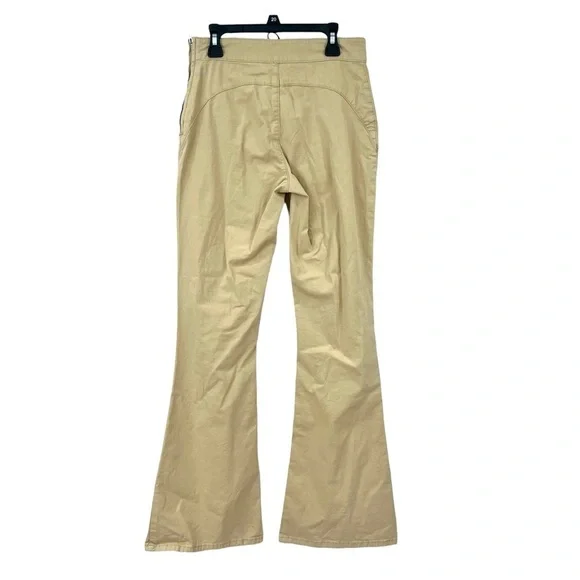 Asos Design Y2K Lace Up Detail Retro High Rise Flare Pants in Beige Stone - Picture 7 of 13